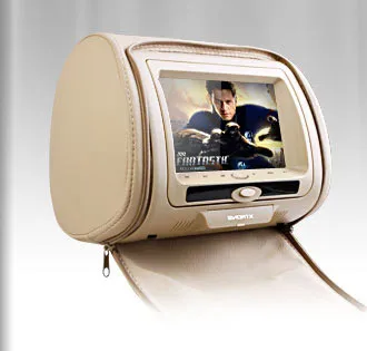 Cheap 2x7" Beige Color (Black & Grey Optional) Headrest Car DVD Car Headrest Monitor with DVD Buit-in IR& FM Transmitter 3