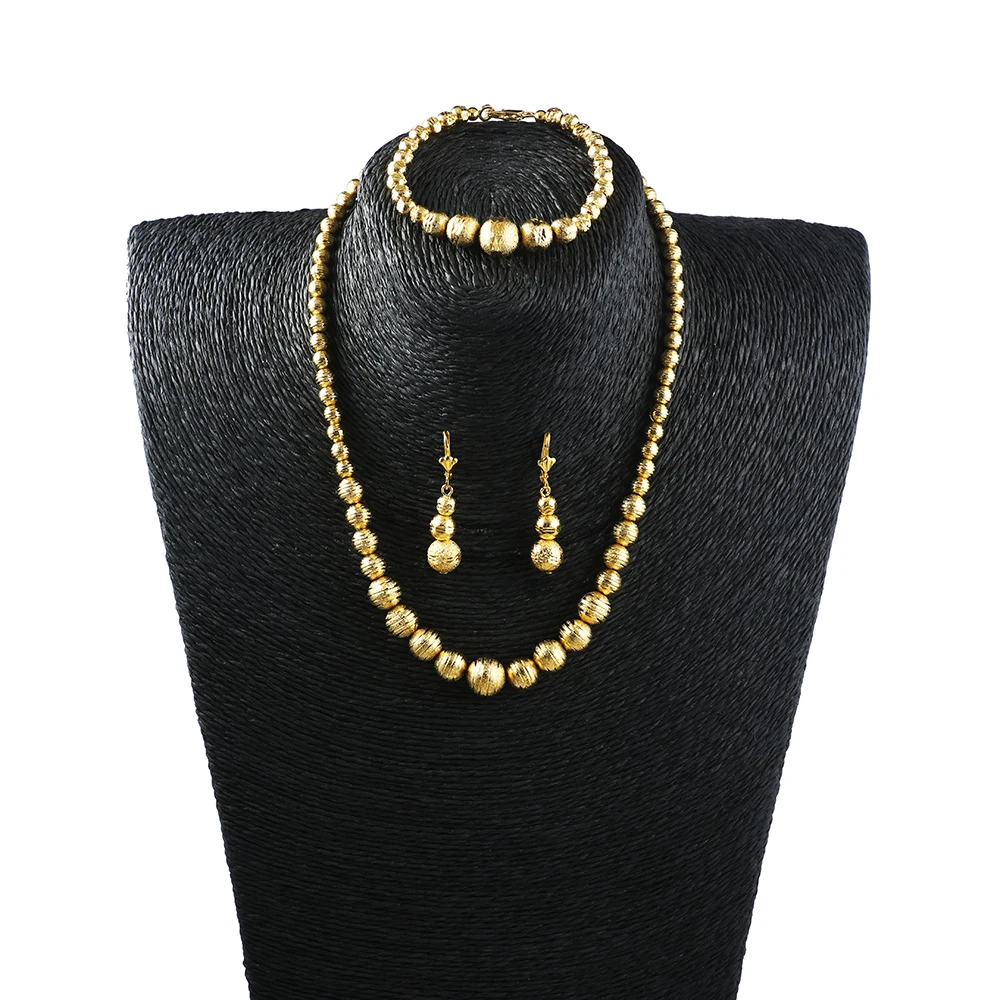 Ethlyn модные африканские бисерные серьги/ожерелье/браслет наборы золотой цветной шарик эфиопские женские ювелирные изделия Свадебные S036