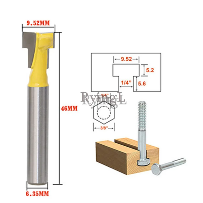 

G1 Shank T-slot Cutter Router Bit 1/4'' Steel Handle 3/8'' Length Woodworking Cutters For Power Tools
