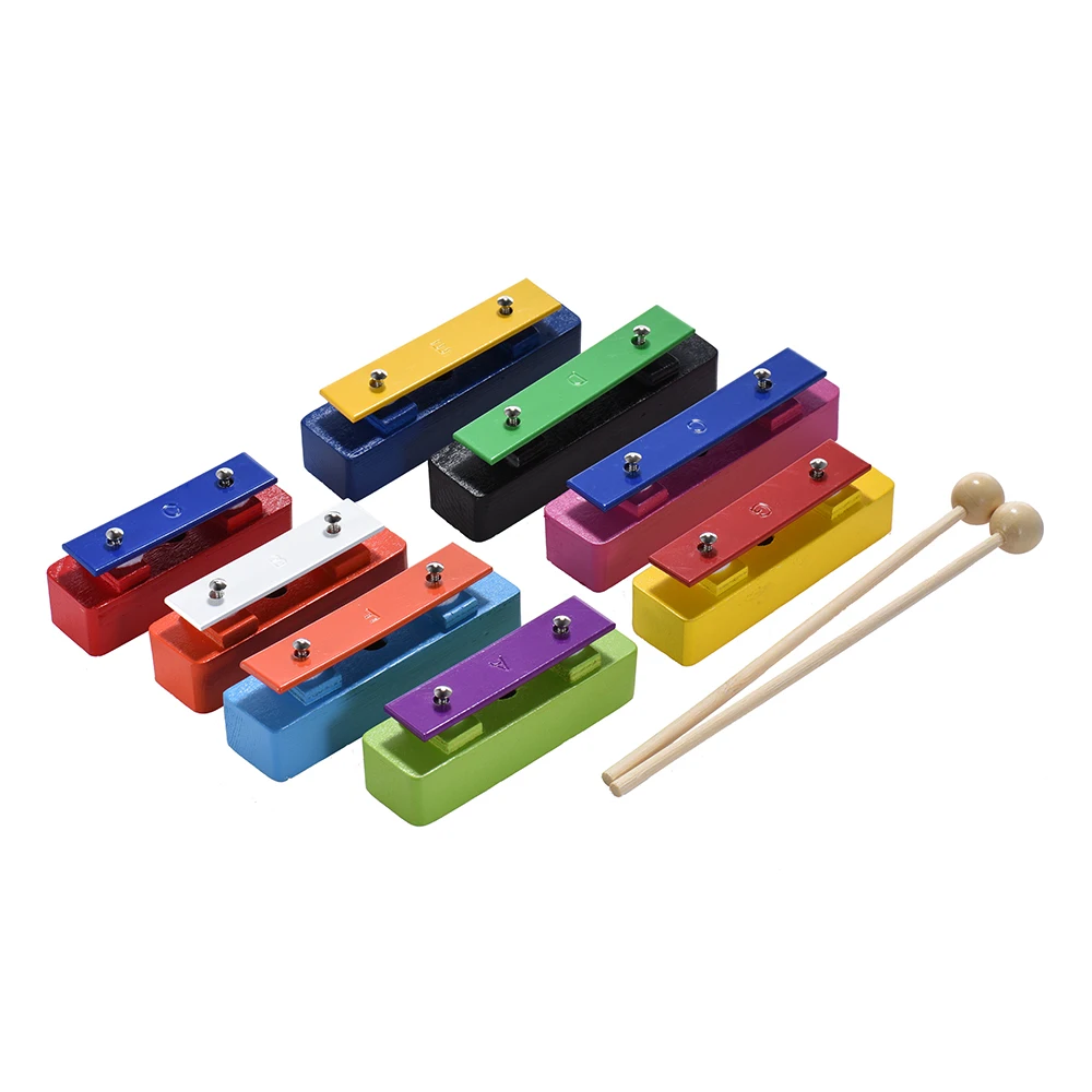 Красочные 8 NoteGlockenspiel ксилофон цветные колокольчики набор перкуссия музыкальное образовательное оборудование игрушка для детей