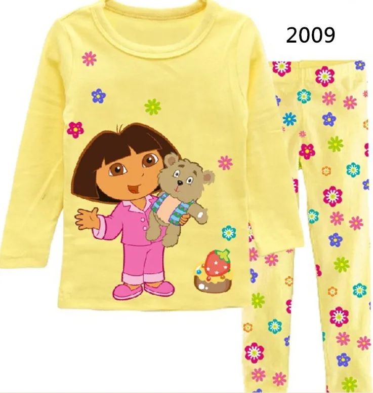 Новое высокое качество осень Детская пижама для девочек спортивный костюм футболка с длинными рукавами+ штаны детская Комплекты одежды для детей - Цвет: color at picture