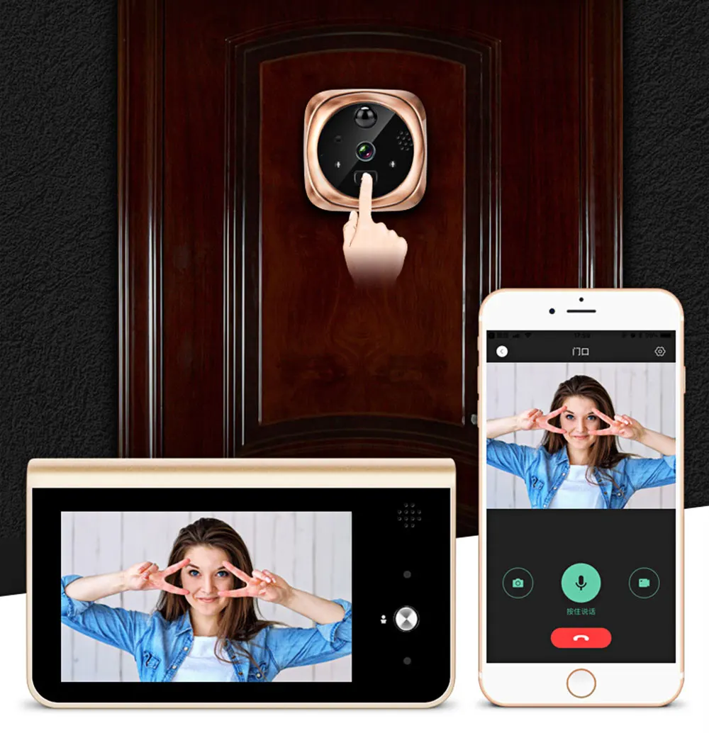 Смарт видео дверные звонки Wi Fi 720 P безопасности IP камера дверной глазок обнаружения движения ИК Ночное Видение Android IOS APP управление