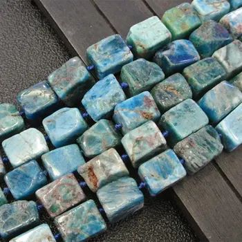 

11-12x15mm Natural Rectangle Cuboid Blue Apatite Beads For Jewelry Making Beads Bracelets For Women 15'' Needlework DIY Beads