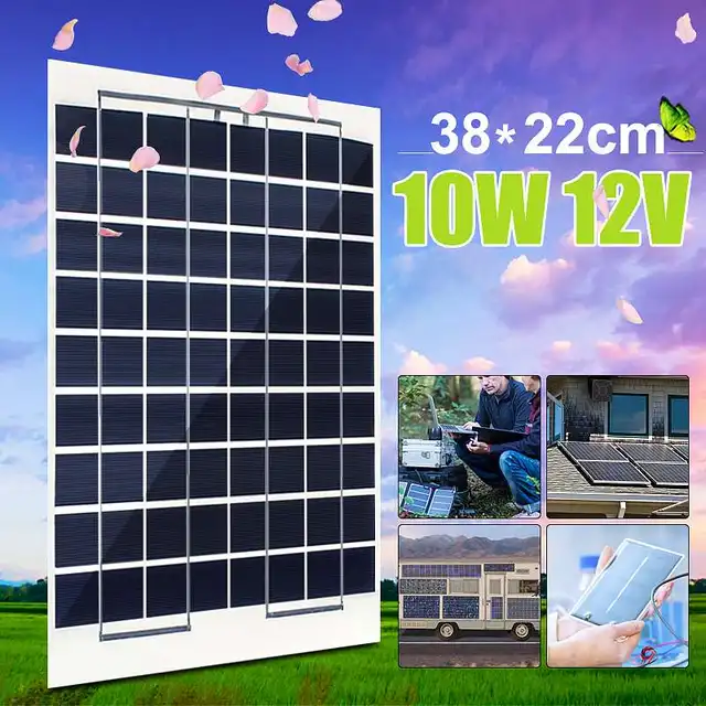  US $11.54  Sunpower 10W 12V PolyCrystalline Solar Panel Solar Cell Poly Solar Module Battery Charger with 2 Al