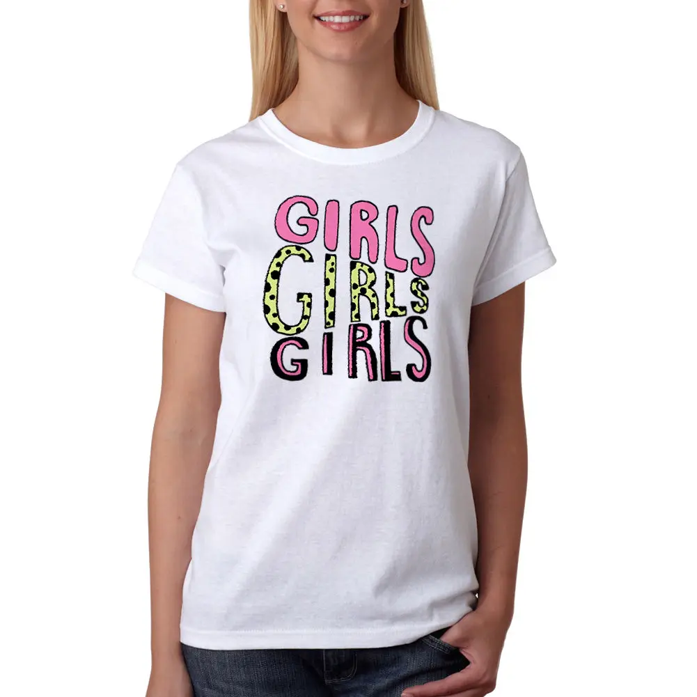 Girls Girls Women's White T-Shirt NEW Sizes S-XL Femme Brand Clothing Black Hiphop Female T Shirt Exercise Organic Cotton