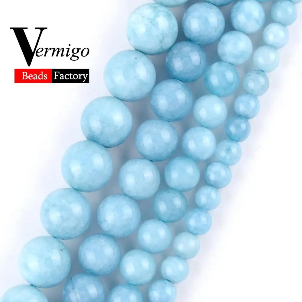 

Free Shipping Natural Stone Beads Aquamarines Round Spacer Loose Beads Diy Bracelet For Jewelry Making 4-12mm Pick Size 15inches