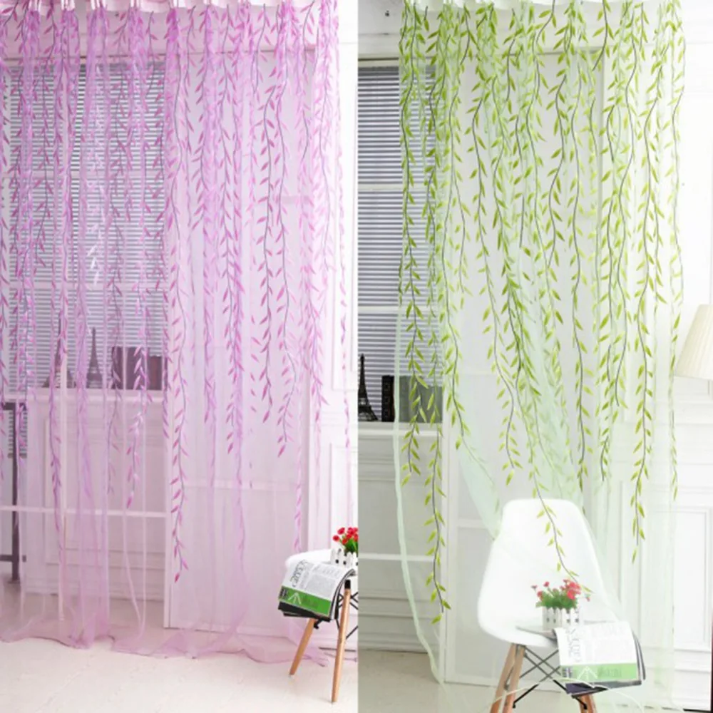 

1x2M Home Textile Tree Willow Curtains Blinds Voile Tulle Room Curtain Sheer Panel Drapes for Bedroom Living Kitchen