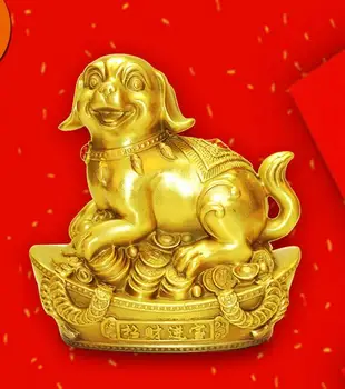 

7.2" Pure copper zodiac dog home crafts ornaments