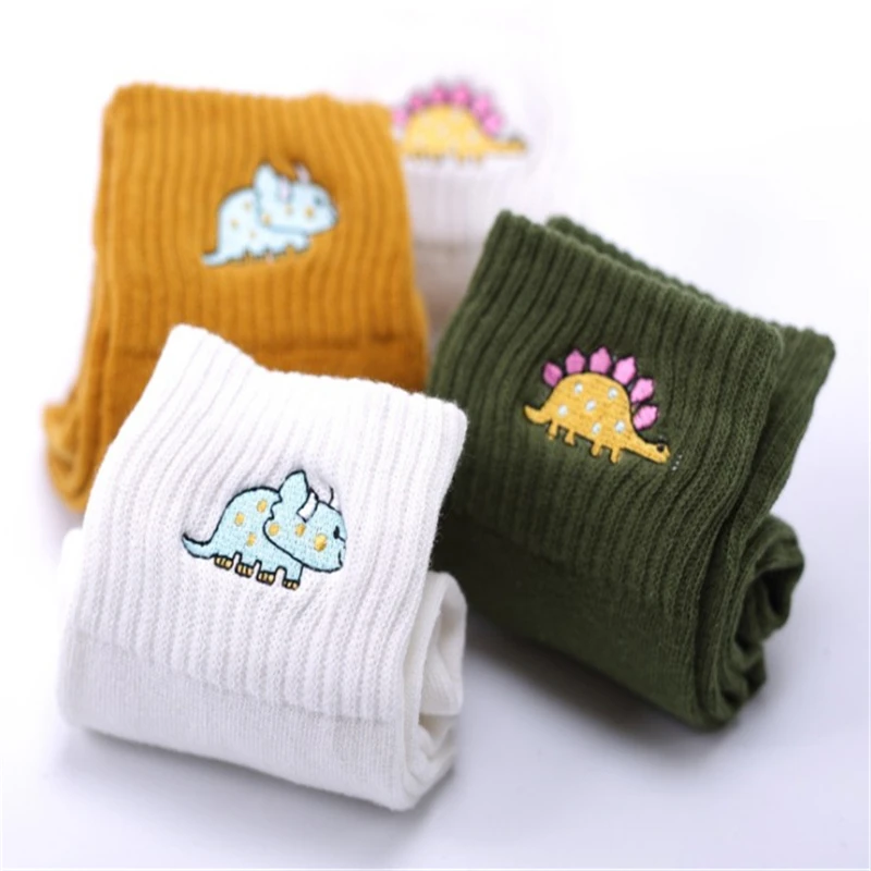 

6pcs Cute Creative Dinosaur Embroidery Cotton Women Socks Top Quality Cartoon Funny Monster Socks Spring Summer Lovely Socks