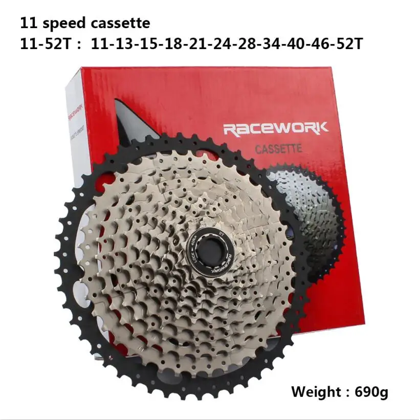 RACEWORK 10/11/12 скоростная кассета 11-42 т 11-46T 11-50 т 11-52 т горный велосипед MTB велосипед Кассетный Маховик для Shimano Sram - Цвет: 11S silver 11-52T