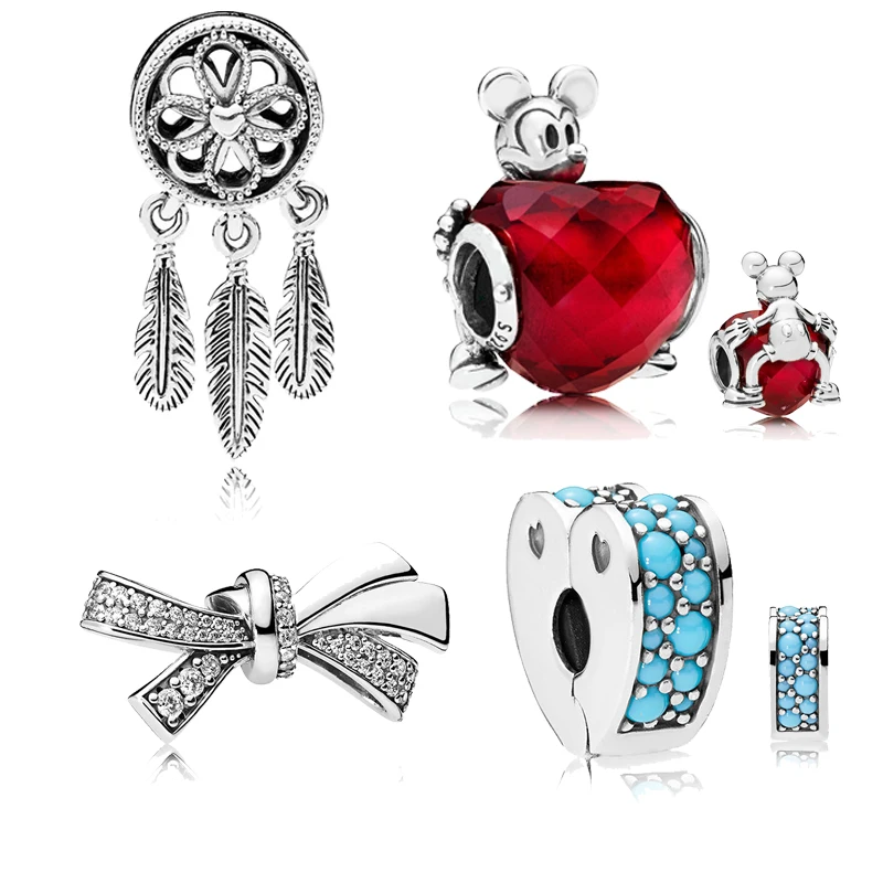 

SNS 100% 925 Sterling Silver Spiritual Dream Catcher Dangle Heart Beads fit Original Pandora Bracelet DIY Charms Jewelry