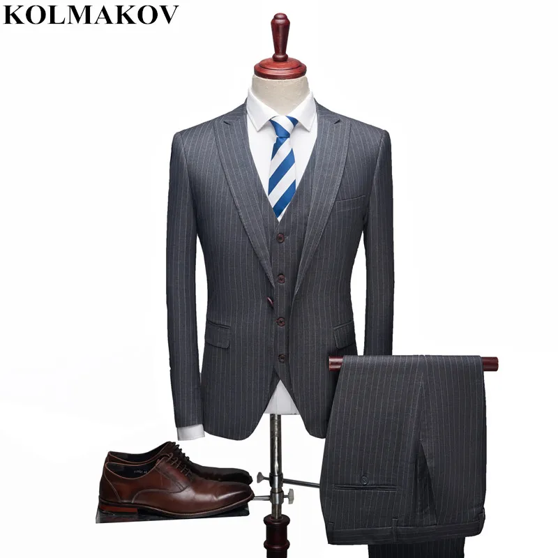 (Jacket+Vest+Pants) 2019 New S-XXXL Mens 3 Pieces Suits Homme Single Button Formal Suit Classic Striped Business Suits For Men
(Jacket+Vest+Pants) 2019 New S-XXXL Mens 3 Pieces Suits Homme Single Button Formal Suit Classic Striped Business Suits For Men