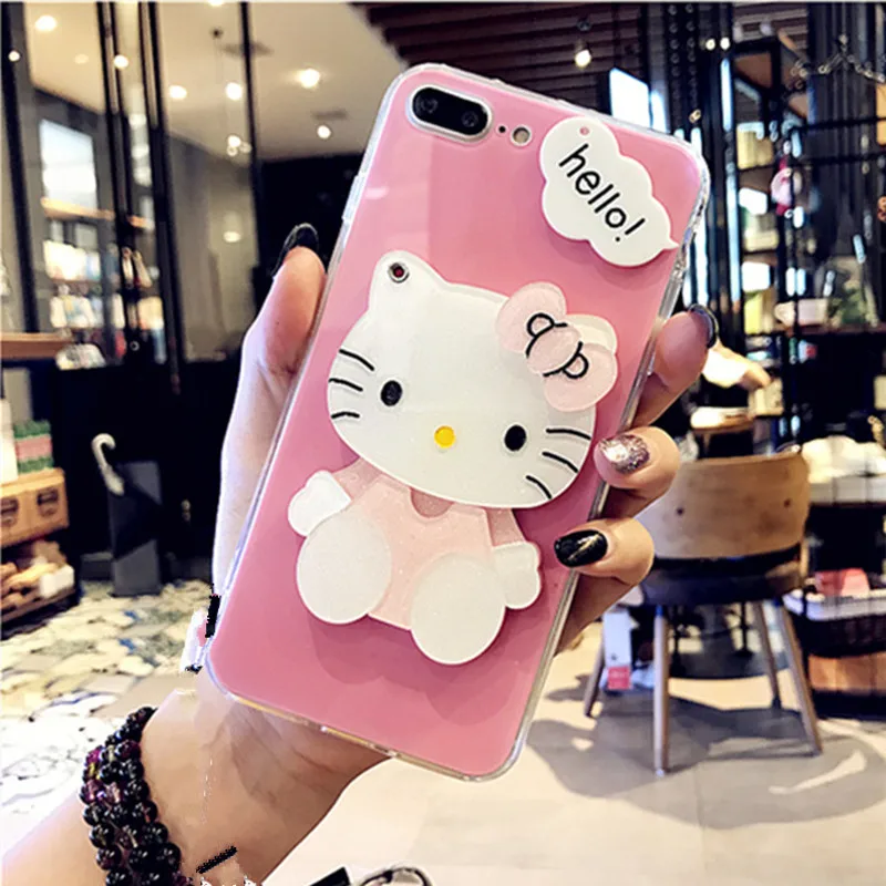 Для iPhone 6 Чехол для iPhone 7 8 Plus милый мультяшный hello kitty зеркальный чехол для телефона для iPhone XS X чехол для iPhone 5 S SE твердая задняя крышка