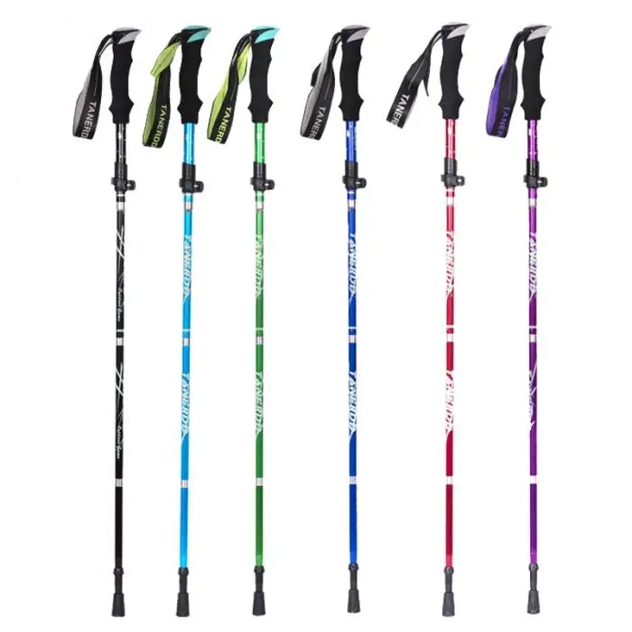Liga de Alumínio Recentemente Caminhadas Bengala Ultra-leve Seção Ajustável Trekking Pólos Alpenstock 19ing 5 5 High Quality Esporte e Lazer