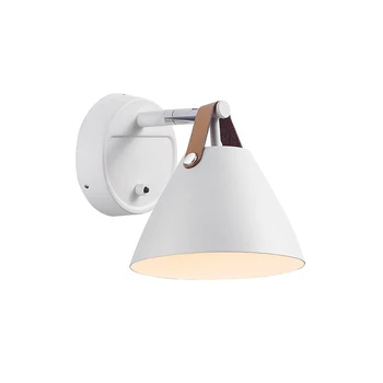 

Modern Simple Nordic Style Wall Lamp Painted Iron Lampshade and Wooden Base E27 Socket Wall Sconce with Power Switch AC 220V