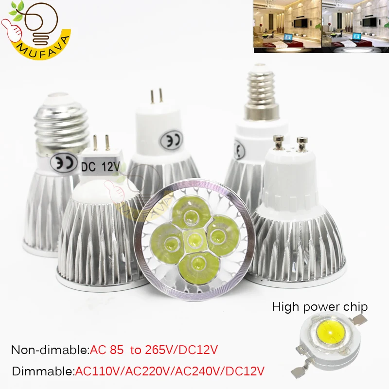 

E27 e14 led light Dimmable MR16 DC12V LED 9w 12W 15w GU10 LED Bulbs Spotlight High Power gu 10 led Lamp White LED SPOT Light