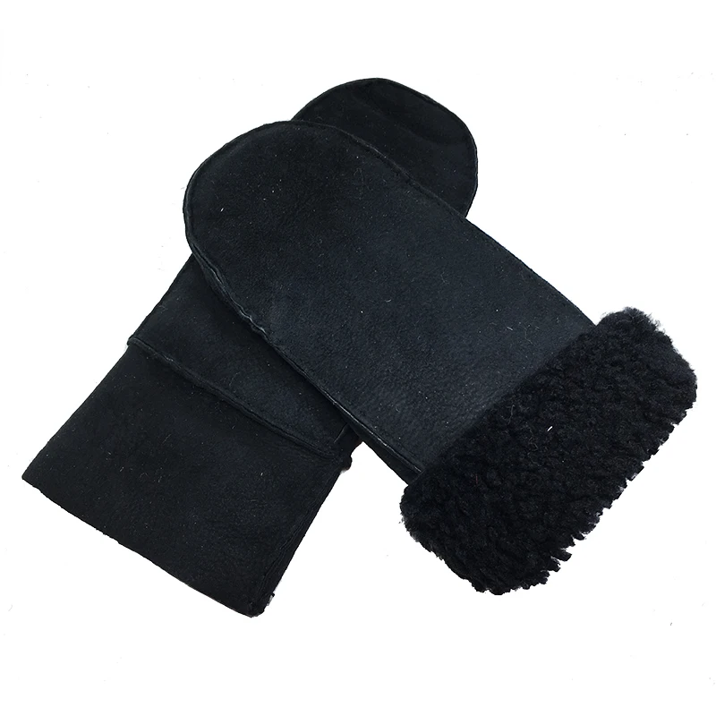 Mens Gloves Mittens Real Sheepskin Leather Gloves Heated Fur Mittens Suede Leather Winter Outdoor Thick Warm Cashmere Gloves G59