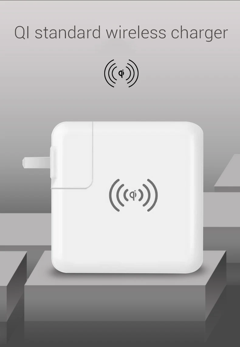 Многофункциональное Беспроводное зарядное устройство type C 2 USB дорожная вилка QI беспроводной зарядный внешний аккумулятор с цифровым экраном для iPhone 8 X Xs/r