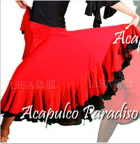 Женская черная красная юбка танцевальный костюм для фламенко платья - Цвет: Red Skirt