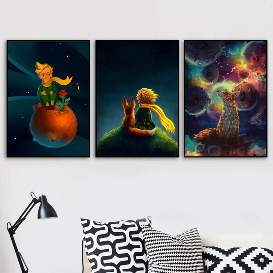 

Little Prince Rose Fox Alien Nordic Posters And Prints Wall Art Canvas Painting Wall Pictures Kis Baby Boy Girl Room Home Decor