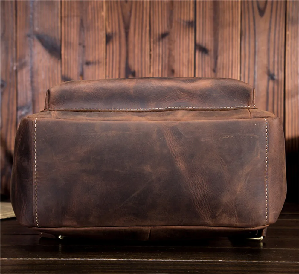 Мини-рюкзак из натуральной кожи для мужчин и женщин, деловой ретро рюкзак, 13 дюймов, сумка для ноутбука, Crazy Horse, дорожная Сумочка, мужская повседневная сумка mochila