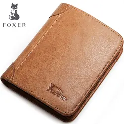 FOXER бренд пояса из натуральной кожи простой для мужчин кошельки Высокое качество Винтаж Тонкий передний карман женские кошельки