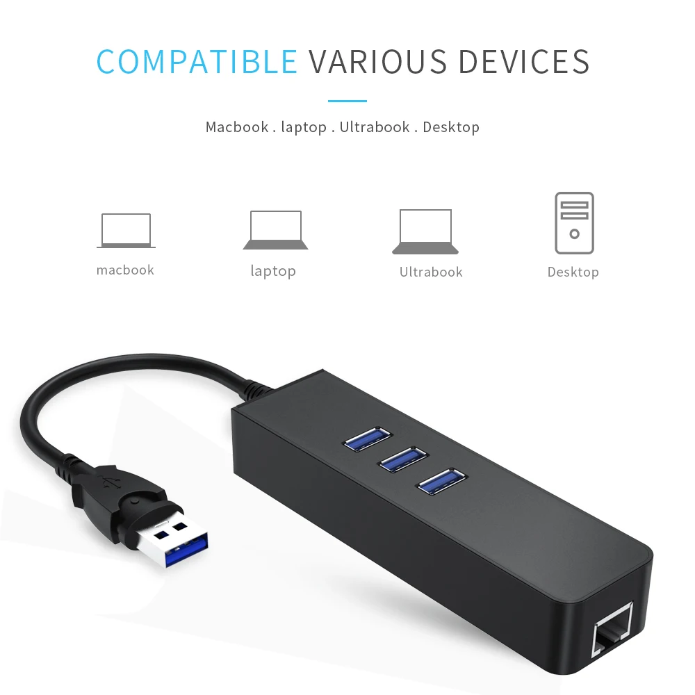 3 Порты и разъёмы USB 3,0 концентратор 10/100/1000 Мбит/с Usb для RJ45 гигабитная сетевая карта lan-адаптер с usb-разъемом Ethernet для Windows USB Ethernet адаптер