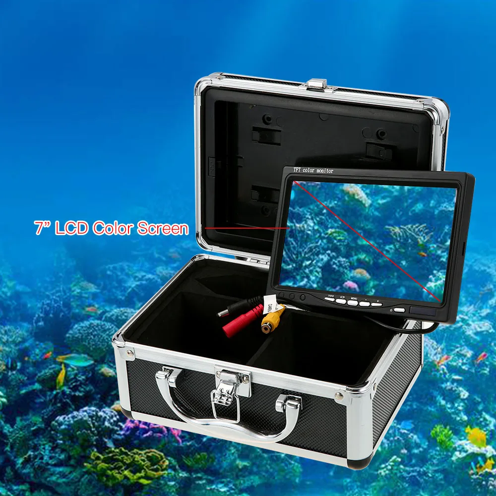 15 м/30 м кабель 1000tvl Рыболокаторы Подводные 7 ''ЖК-дисплей видео Камера Мониторы с Защита от солнца козырек 12LED Рыбалка камера Fishfinder EU/US