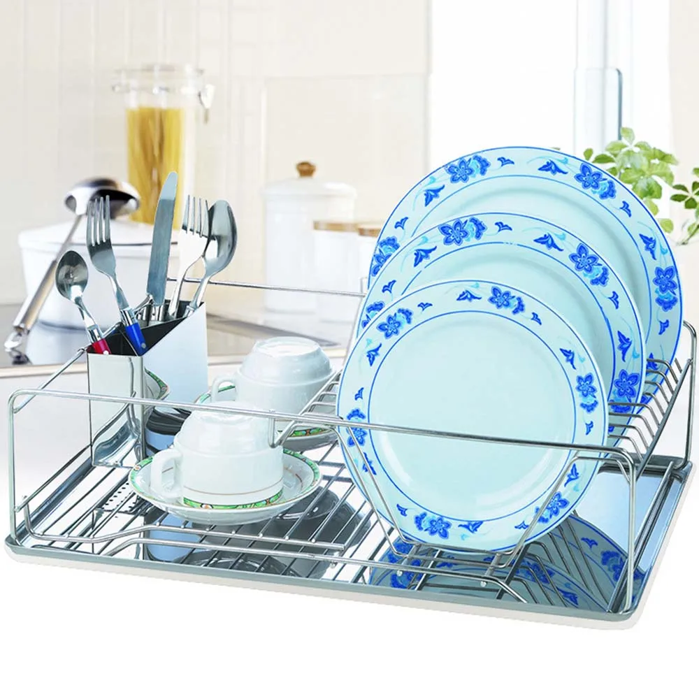 

Stainless Steel Plate Dish Cup Draining Rack Kitchen Storage Holders Rack With Drip Tray Drain Bowl Rack Kitchen Storage Shelf