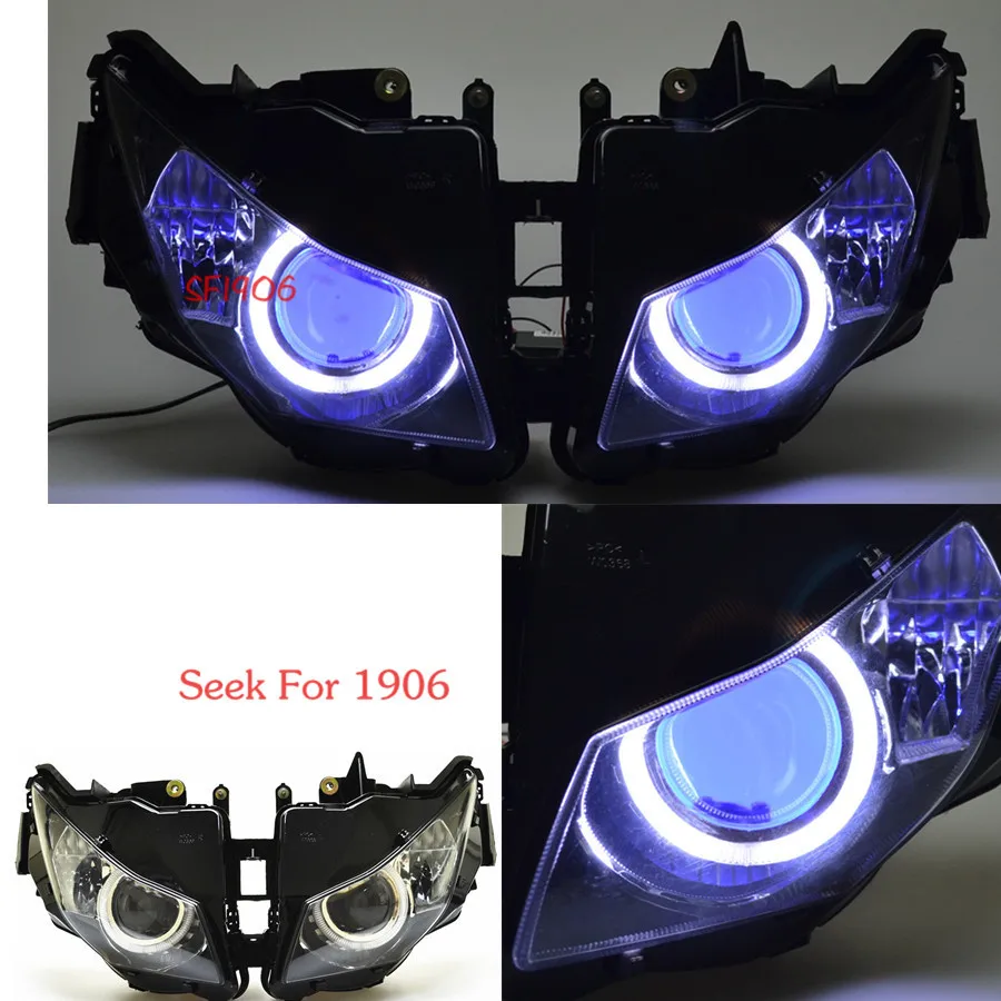 

Custom Modified Blue Devil/Demon&White Angel Eyes Headlight W/ Assembled HID Projector Conversion Fits For Honda CBR1000RR 12-16