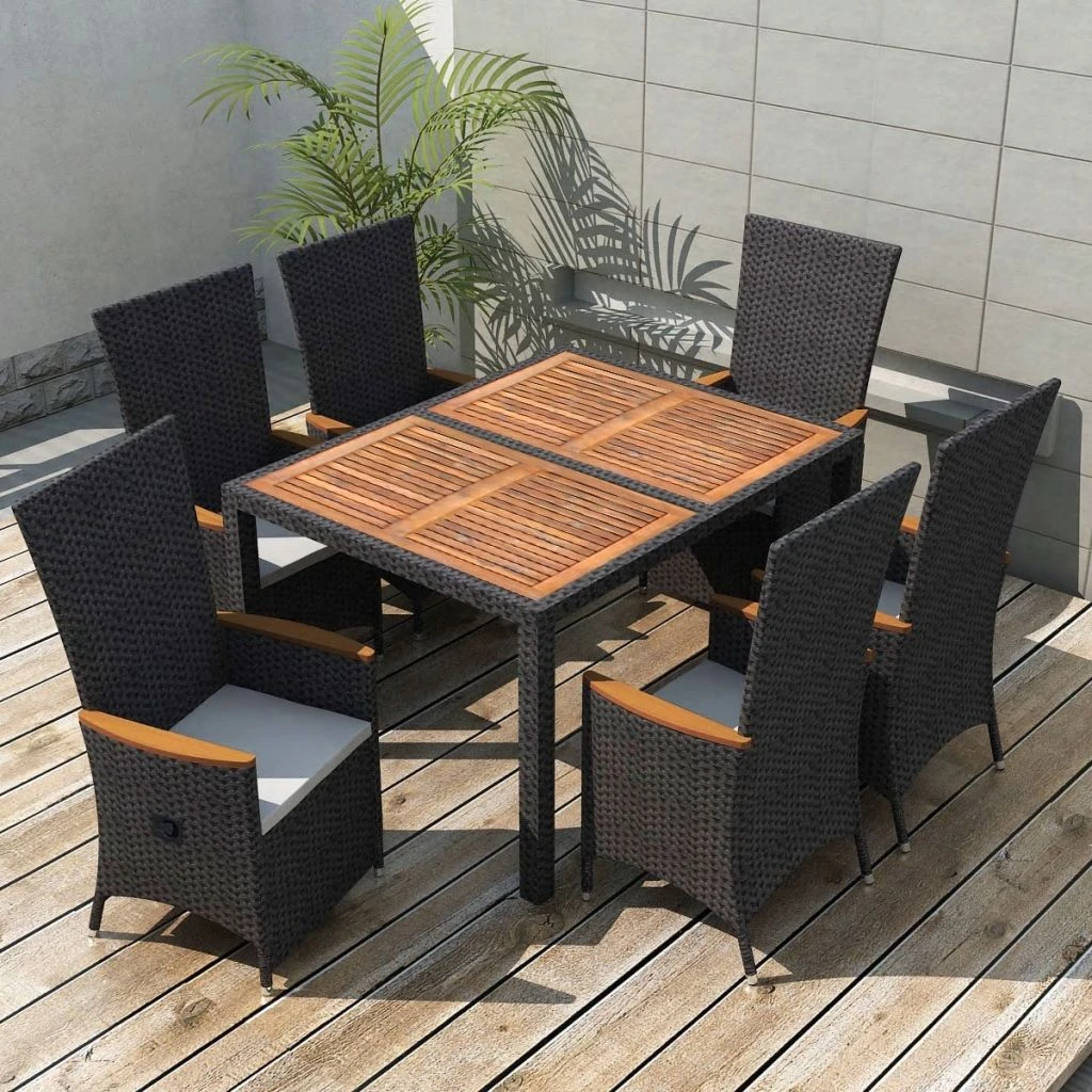 Vidaxl 13 Piece Outdoor Dining Set Black Poly Rattan Acacia Wood Xxl Outdoor Dining Set Outdoor Diningpoly Rattan Aliexpress