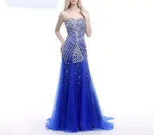2017 frauen Luxious Meerjungfrau Abendkleid Schatz Lace Up Tüll Strass Perlen Foemal Party Kleider Glänzende Robe De Soiree