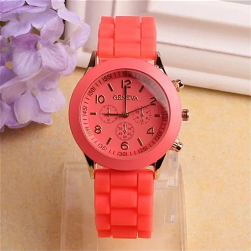 

Casual Watch Geneva Unisex Quartz watch 14color men women Analog wristwatches Sports Watches Rose Gold Silicone watches Dropship