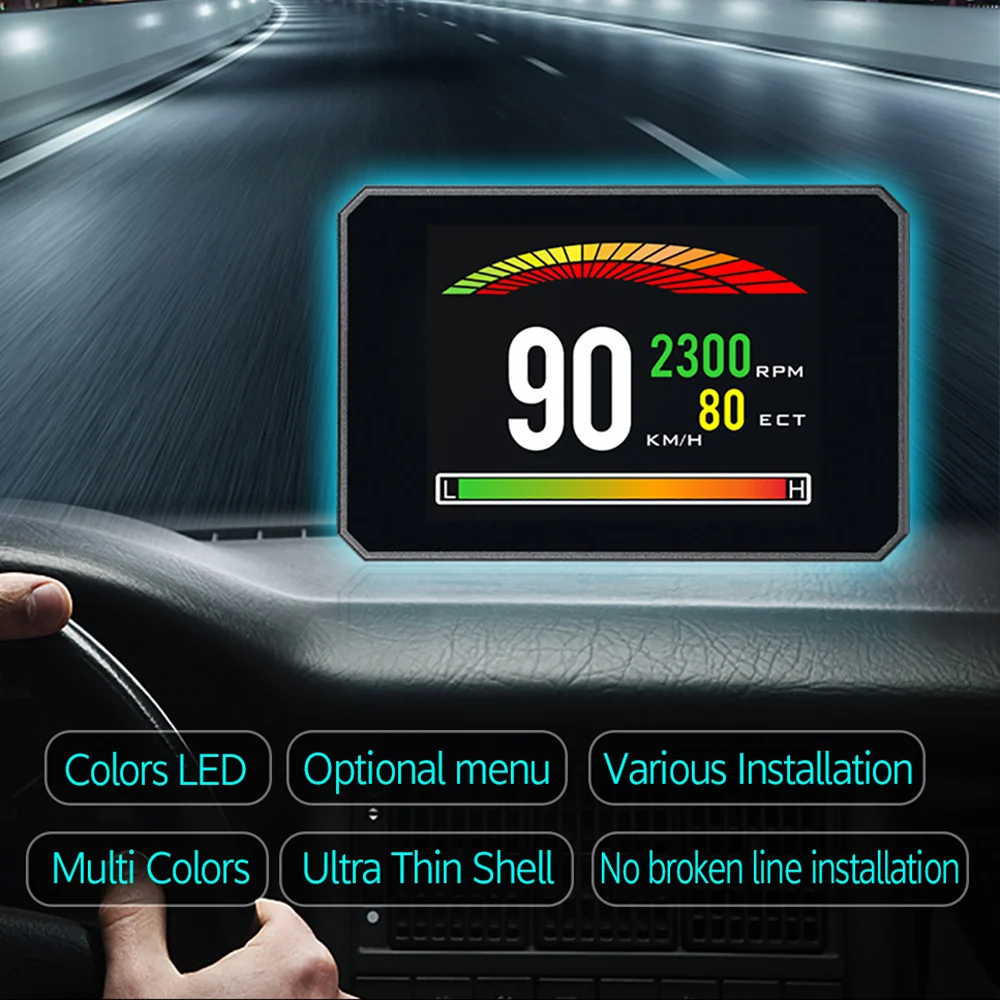 OBDSPACE P16 HUD OBD2 бортовой компьютер умный дисплей Спидометр Температура масла расход топлива OBDII диагностический инструмент