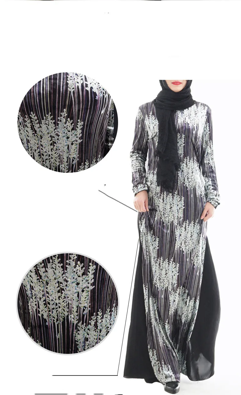 Роскошное бархатное мусульманское Макси платье Abaya кардиган бутик зимнее