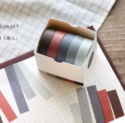 sunset 5 шт./компл. 5 м винтажная Макарон Васи маскирующая Лента Скрапбукинг декоративная бумага клейкие ленты рулон стикер канцелярские принадлежности - Цвет: sunset