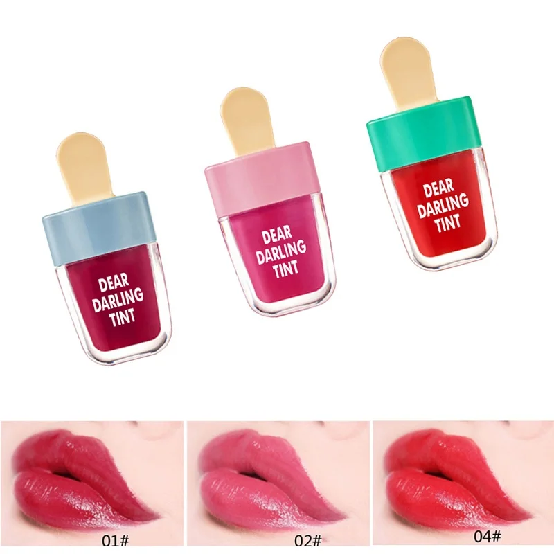 Ice Cream Lip Gloss Jelly Liquid Lipstick Waterproof Non stick Cup