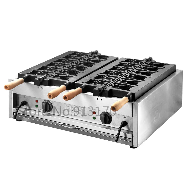 

Commercial Fish-Shape Ice Cream Cone Machine Taiyaki Machine for Fish Ice Cream Cone Making with 6 Molds/pan