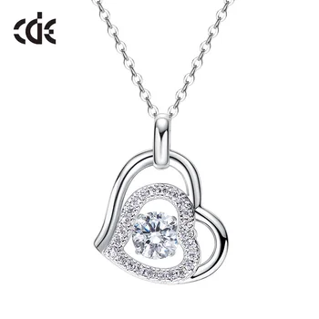 

CDE 925 Sterling Silver Heart Cubic Zirconia Pendant Necklace Jewelry Anniversary Fashion Romantic Valentine Fine Gift Woman