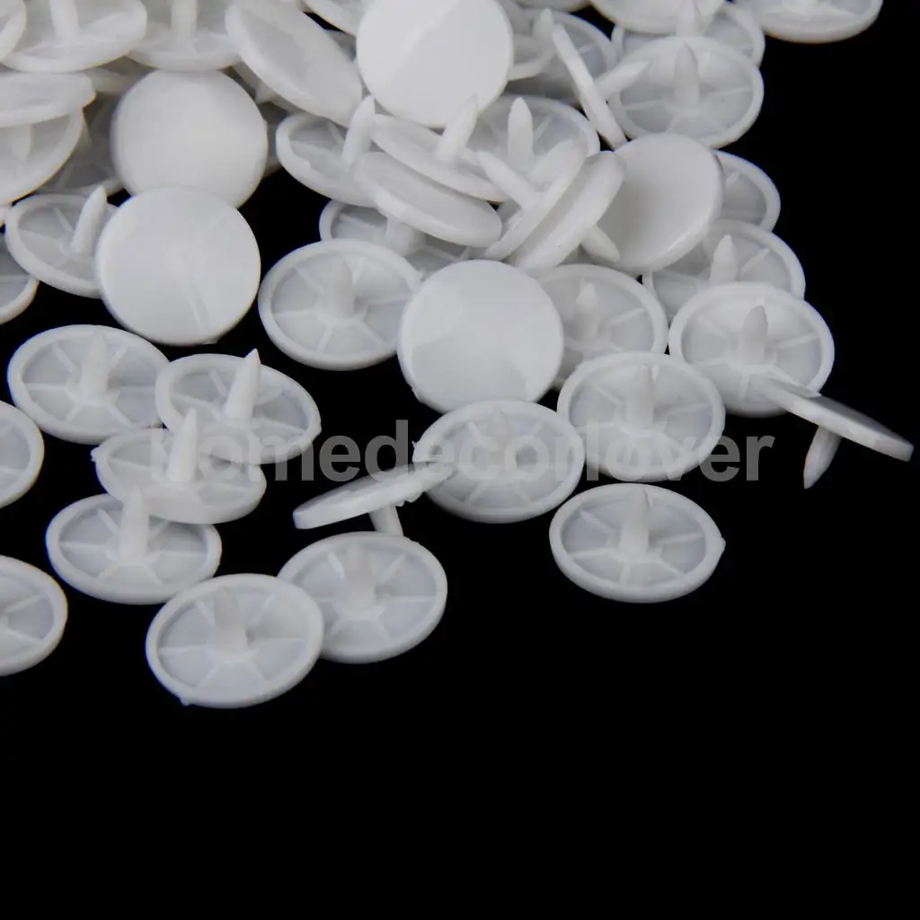 

100 Set Size 20 T8 White KAM Plastic Resin Press Stud Snap Fasteners Poppers