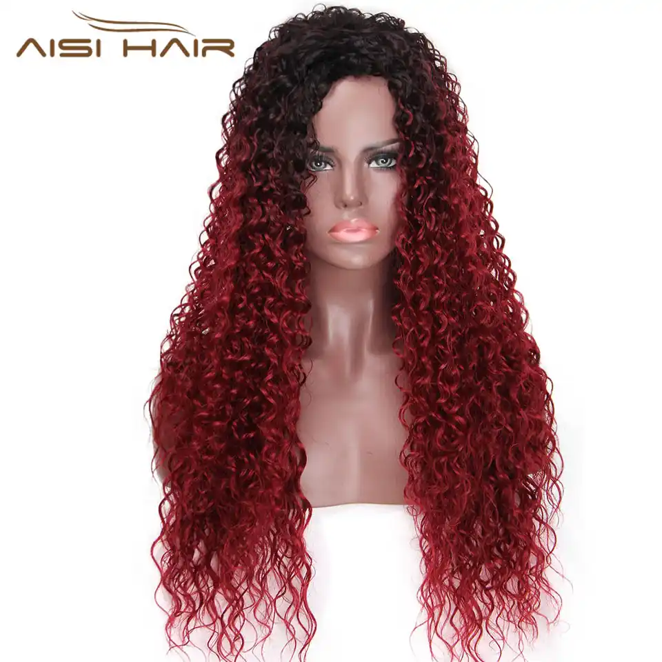 Parik I S A 30 Dyujmov Dlinnye Sinteticheskie Volosy Ombre Afro Kudryavye Volosy Dlya Zhenshin Chernaya Afrikanskaya Pricheska Wigs For Blacks Wigs For Black Women Wig Curly Aliekspress