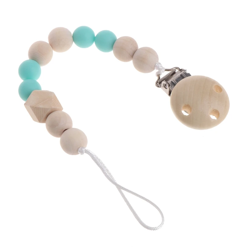 2018 Hot Nipple Holder Beaded Wooden Baby Pacifier Clip Chain Nipple