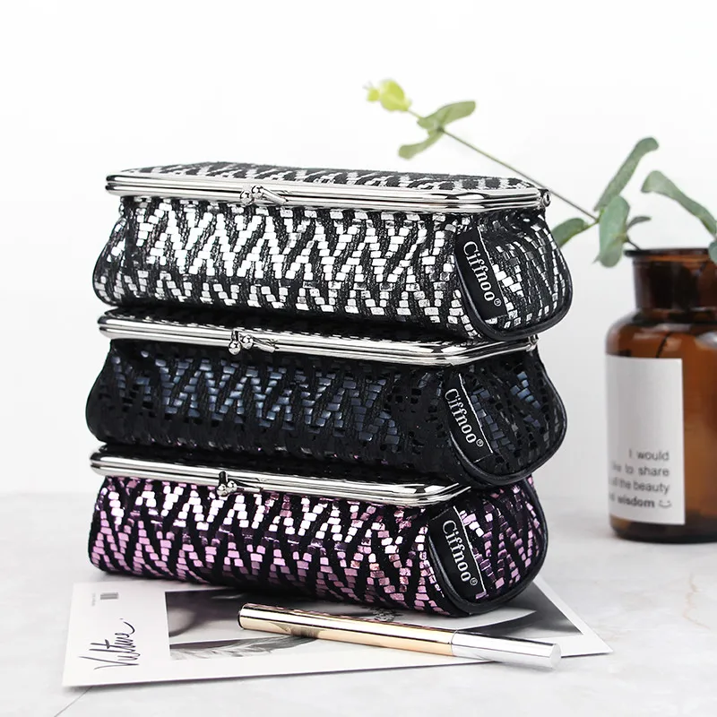 جديد وصول المرأة جميلة حقيبة ماكياج مع مرآة المحمولة أدوات فرشاة التجميل حقيبة ماكياج منظم بسيط storagecase