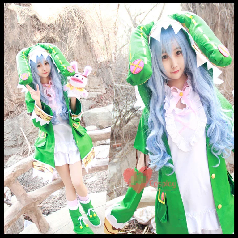 Аниме! Date A Live Yoshino Green эльфийский костюм Прекрасная форма Лолиты Косплей Костюм