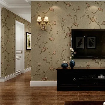 

Pink Grren Beige Coffee Victorian Floral Wallpaper 3D European Textured Flowers Wall Paper Coverings For Girls Room Bedroom