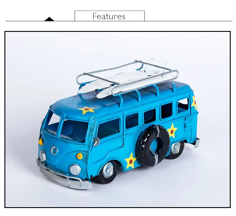 Ретро металлическая модель автобуса украшения статуэтки автобуса съемки реквизит американский бар дисплей ремесла коллекция домашнего декора детские подарки