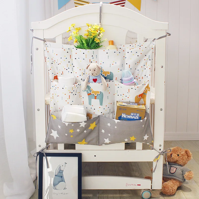6050cm Baby Bed Bumpers Bedside Storage Hanging Bag Multifunctional Cot Pocket Diaper bag (8)
