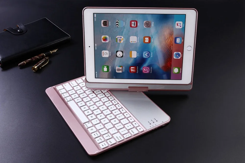 Для iPad Pro 9,7 360 градусов вращение беспроводной Bluetooth клавиатура чехол с 7 цветов светодиодный подсветка