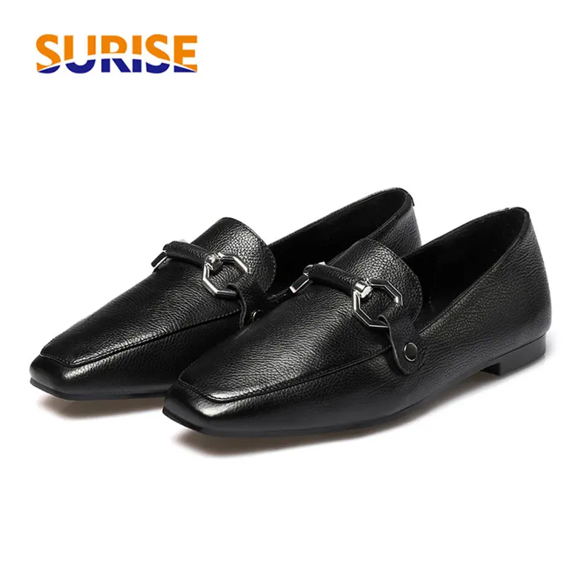 

British Women Chain Loafers Red PU Leather Square Toe Flats Casual Office Oxford Slip-on Moccassins Luxury Designer Ladies Shoes