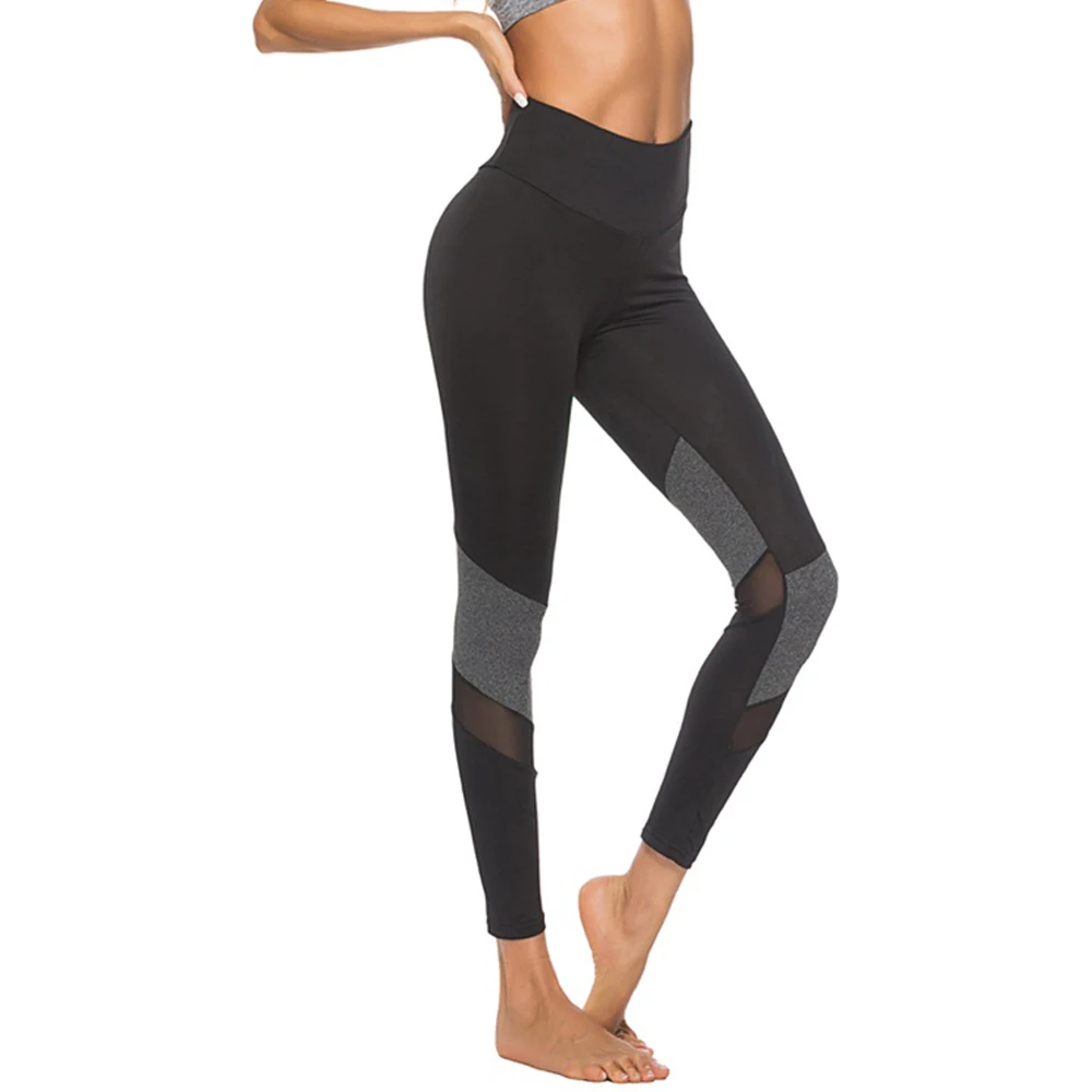 

2019 New European fashion women's mesh stitching elastic leggings ladies student summer thin casual pencil pants